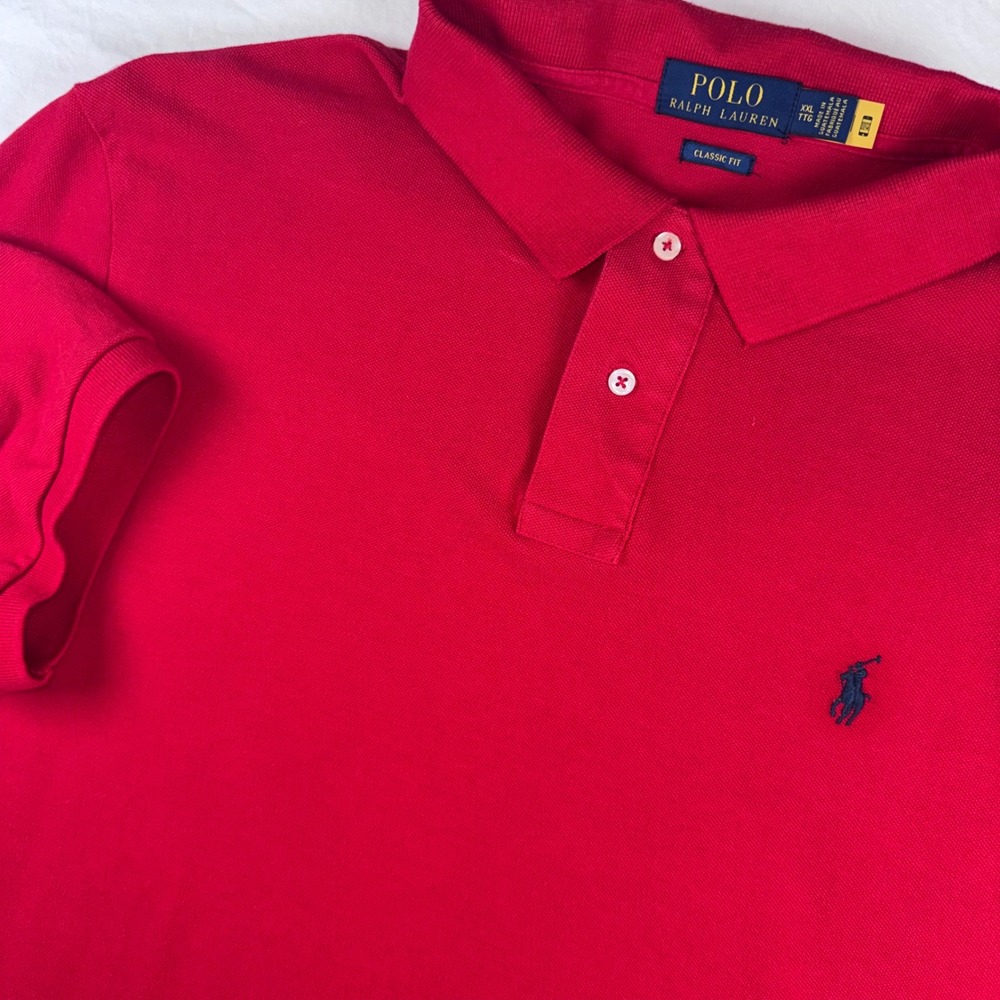 Polo Ralph Lauren Polo Shirt Men XXL Red Classic Fit Short Sleeve Pique Cotton